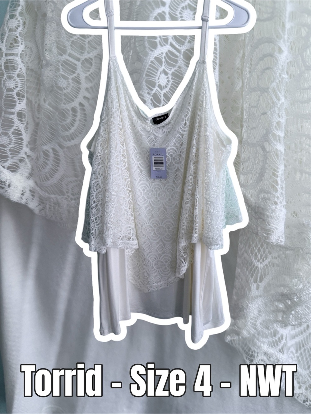 torrid White Lace Layered Cami Tank